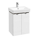 Комплект тумбы Скай-55 белый глянец  с умывальником  Нео-55 (Акватон)