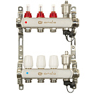 Коллекторная группа 1"х3/4 3 выхода с расходомерами, воздухоотводчиками, термостат. клапанами (ONDO)