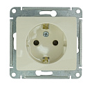 Розетка одинарная встраиваемая Glossa (Systeme Electric/Schneider Electric) 16А с заземлением, бежевая (GSL000243)