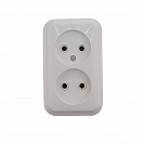 Розетка двойная накладная Пралеска (Bylectrica) 16А без заземления, белая (РА16-260)