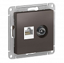 Розетка телевизионная/компьютерная встраиваемая Atlas Design (Systeme Electric/Schneider Electric), мокко, TV и RJ45 (ATN000689)