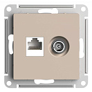 Розетка ТВ+компьютерная одинарная встраиваемая Atlas Design (Systeme Electric/Schneider Electric), песочный (ATN001289)