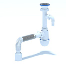 Сифон для мойки 1 1/2"х40, с гибкой трубой 40х40/50 и отводом для стиральной машины (А2015)