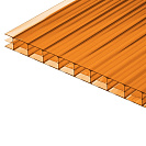 Поликарбонат сотовый 4х2100х6000мм, ОРАНЖЕВЫЙ (плотность 480гр/м2)