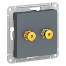 Розетка аудио двойная встраиваемая Atlas Design (Systeme Electric/Schneider Electric), грифель (ATN000787)
