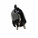 Вилка угловая (IEK) 16А с заземлением, с кольцом, черная