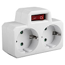 Разветвитель 2 розетки (Jazzway), 16А с заземлением, с выключателем (AD-2GS)