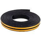 Уплотнитель для окон и дверей D-профиль, самоклеящийся , черный, 10м                              