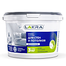 Краска для стен и потолков акриловая Лакра белоснежная 3кг