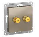 Розетка аудио двойная встраиваемая Atlas Design (Systeme Electric/Schneider Electric), шампань (ATN000587)