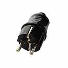 Вилка прямая (IEK) 16А с заземлением, черная