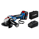 Шлифмашина угловая аккумуляторная (УШМ) Зубр AB-125-41, 20В Li-ion, d 125 мм, 4000-10000 об/мин, 1 АКБ (4 Ач)