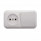 Блок выключателя с розеткой накладной Пралеска (Bylectrica) 1 клавиша, без заземления, белый (В-РЦ-521)