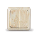 Выключатель двухклавишный накладной Олимп (UNIVersal), сосна (5560834)