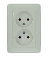 Розетка двойная встраиваемая Хит (Systeme Electric/Schneider Electric) 16А без заземления, с рамкой, белая RS16-235-B()