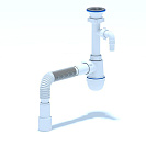 Сифон с отводом для стиральной машины 1 1/2"х40, с гибкой трубой 40х40/50 (С0315)