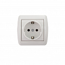 Розетка одинарная накладная Пралеска (Bylectrica) 16А с заземлением, белая (РА16-254)