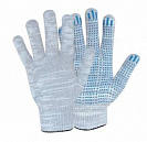 Перчатки х/б с ПВХ покрытием точка, 5 нитей, 10 класс, серые