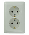 Розетка двойная встраиваемая Хит (Systeme Electric/Schneider Electric) 16А с заземлением, с рамкой, белая (RS16-236-B)