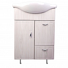 Тумба Миа-60, 730х560х324мм, ясень белый с позолотой, под умывальник Селигер-600, Элегия-600 мм.