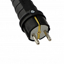 Вилка прямая 16А, с заземлением, каучук, черная