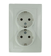 Розетка двойная встраиваемая Кварта (IEK) 16А с заземлением, белый (ERK24-K01-16-DM)