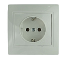 Розетка одинарная встраиваемая Кварта (IEK) 16А с заземлением, белый ( ERK14-K01-16-DM)