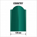 Евроштакетник односторонний Кантри h1,5м 126мм, зеленый мох RAL6005, закругленный срез