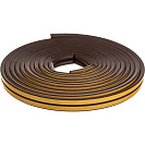 Уплотнитель для окон и дверей D-профиль, самоклеящийся , коричневый, 10м           