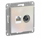 Розетка телевизионная/компьютерная встраиваемая Atlas Design (Systeme Electric/Schneider Electric), жемчуг, TV и RJ45 (ATN000489)