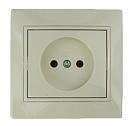 Розетка одинарная встраиваемая Mira (Lezard) 16А без заземления, с рамкой, бежевая (701-0303-121)