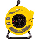 Удлинитель на катушке УК30 с термозащитой 30м (IEK) GENERICA, 4 места, провод ПВС 3х1,0мм2,  з/к IP20 