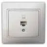 Розетка компьютерная одинарная встраиваемая Mira (Lezard) с рамкой, белая (701-0202-139)